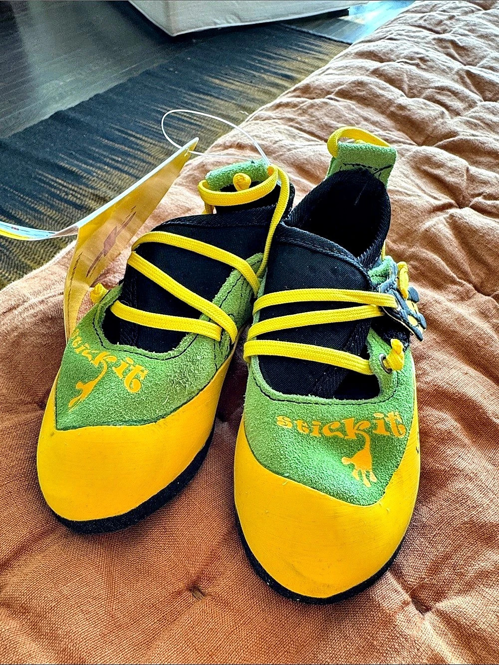 La Sportiva Kids Stickit Climbing Shoe Climbing Shoes Green & Yellow
